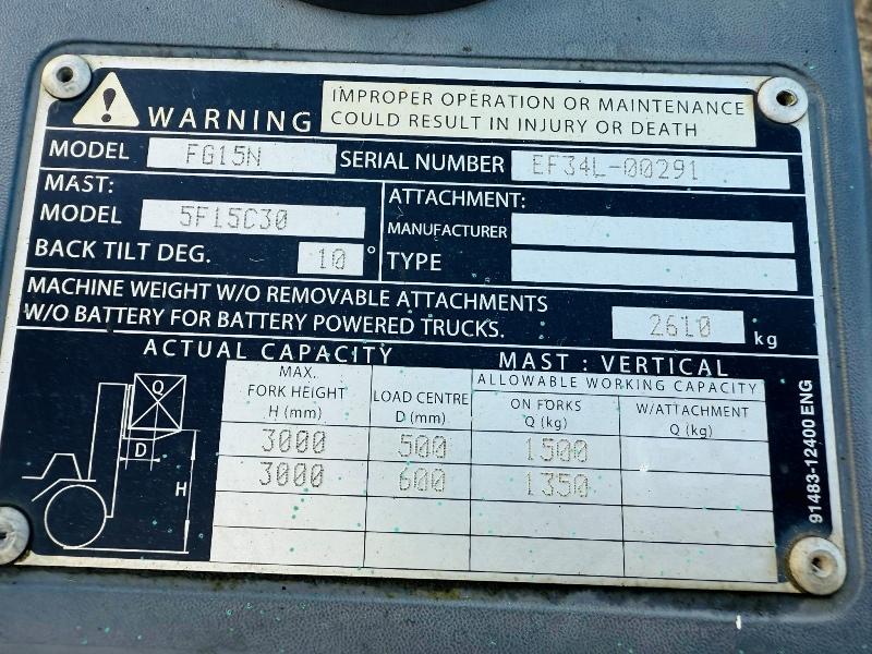 MITSUBISHI FG15N GAS FORKLIFT*C/W PALLET TINES*VIDEO*