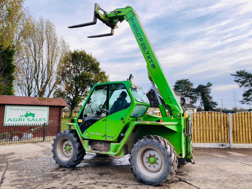 MERLO P28.7KT TURBO TELEHANDLER * AG SPEC 7 METER REACH * C/W PICK UP HITCH