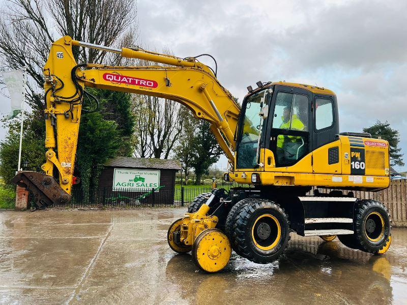 KOMATSU PW160ES-7K 4WD WHEELED EXCAVATOR C/W QUICK HITCH & RAILWAY GEAR *VIDEO*