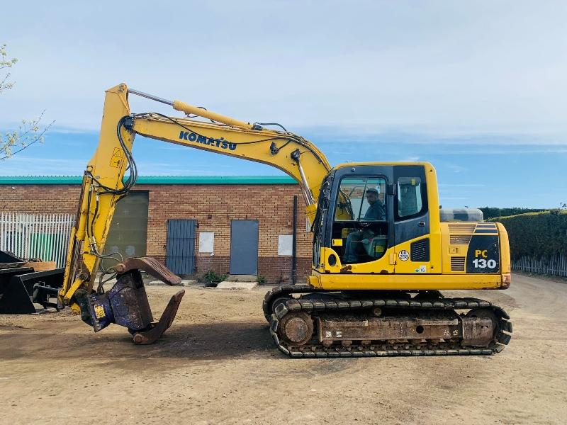 KOMATSU PC130-8 EXCAVATOR*C/W ROTATING SELECTOR GRAB*YEAR 2012*VIDEO*