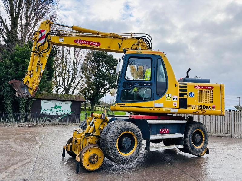 KOMATSU PW150ES-6K 4WD WHEELED EXCAVATOR C/W QUICK HITCH & RAILWAY GEAR *VIDEO*