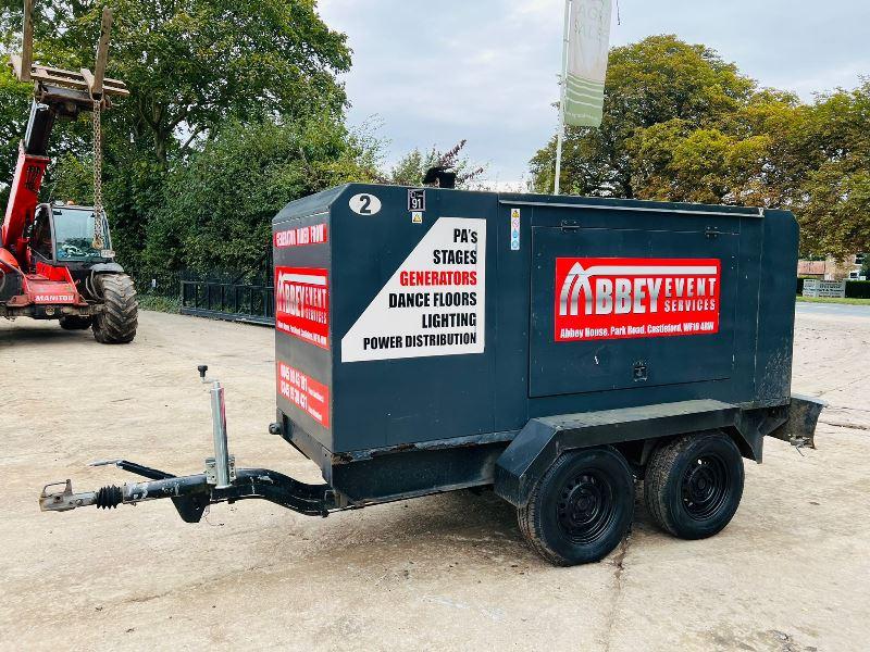 YORPOWER YP40EM MOBILE 40KVA TWIN AXLE GENERATOR C/W PERKINS ENGINE *VIDEO* 