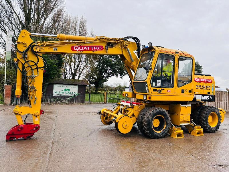 O&K MH5Z 4WD WHEELED EXCAVATOR C/W RAILWAY GEAR & 4 X SUPPORT LEGS *VIDEO*
