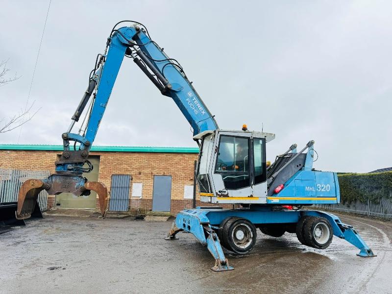 FUCHS MHL 320 HIGH RISE SCRAP HANDLER*C/W ROTATING SCRAP GRAB*VIDEO*