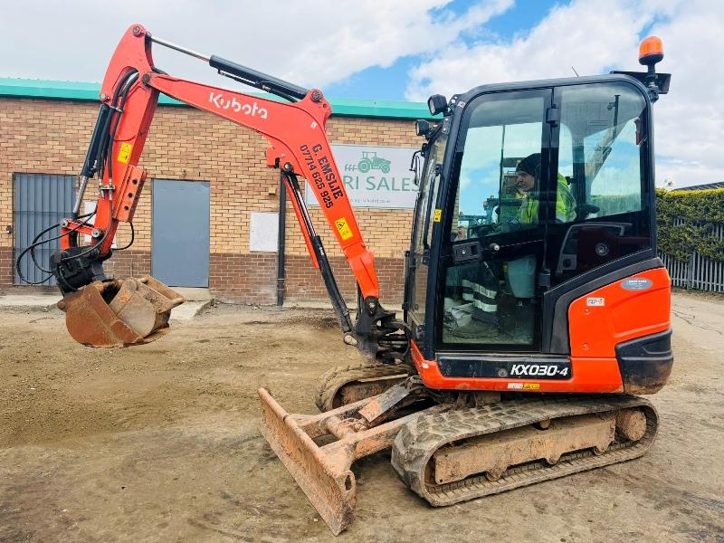 KUBOTA KX030-4 EXCAVATOR*C/W TILT BUCKET*2296 HOURS*YEAR 2019*VIDEO*