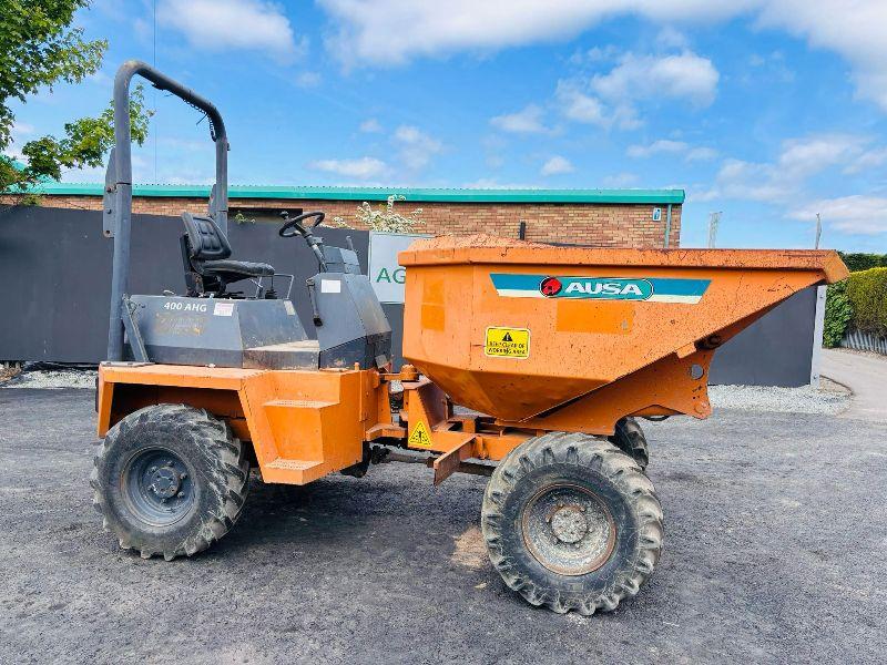 AUSA 400 AHG 4 TONNE SWIVLE TIP DUMPER *C/W ROLL BAR*VIDEO*
