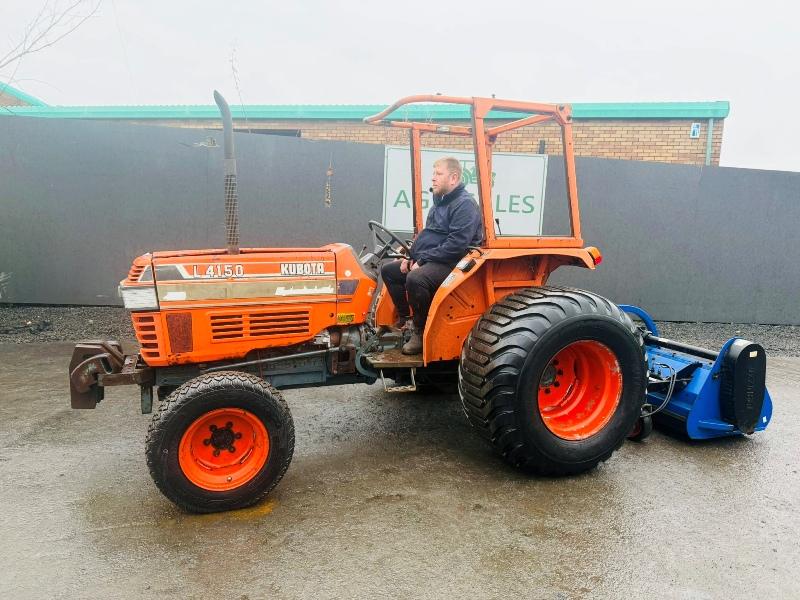 KUBOTA L4150 4WD TRACTOR*C/W RYETECH FLAIL MULCHER*VIDEO*
