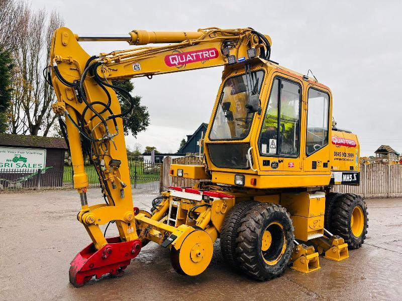 O&K MH5Z 4WD WHEELED EXCAVATOR C/W RAILWAY GEAR & 4 X SUPPORT LEGS *VIDEO*