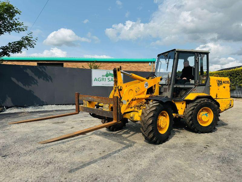 JCB 408 PIVOT STEER HANDLER *C/W LONG PALLET TINES*VIDEO*