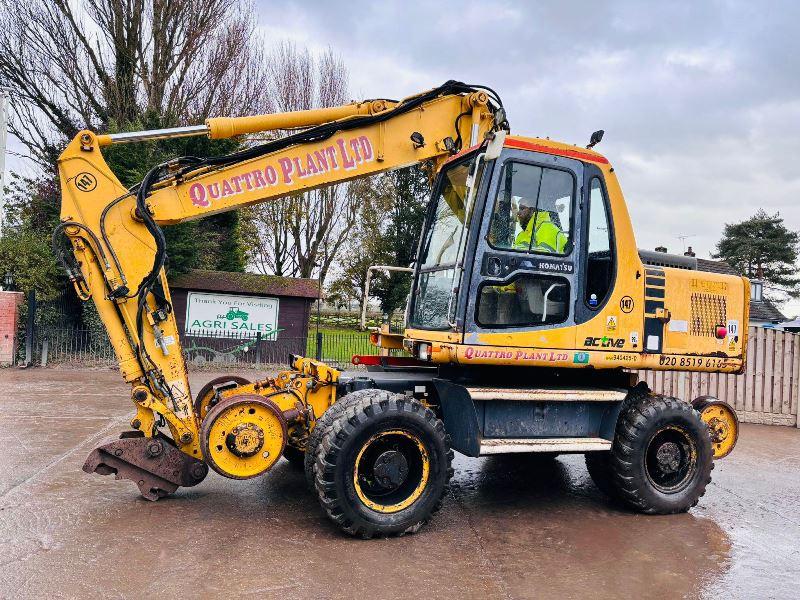 KOMATSU PW150ES-6K 4WD WHEELED EXCAVATOR C/W QUICK HITCH & RAILWAY GEAR *VIDEO*