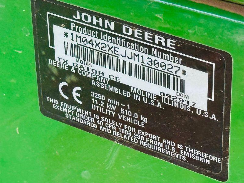 JOHN DEERE TX 4X2 GATOR*YEAR 2017*C/W ELECTRIC TIP*VIDEO*