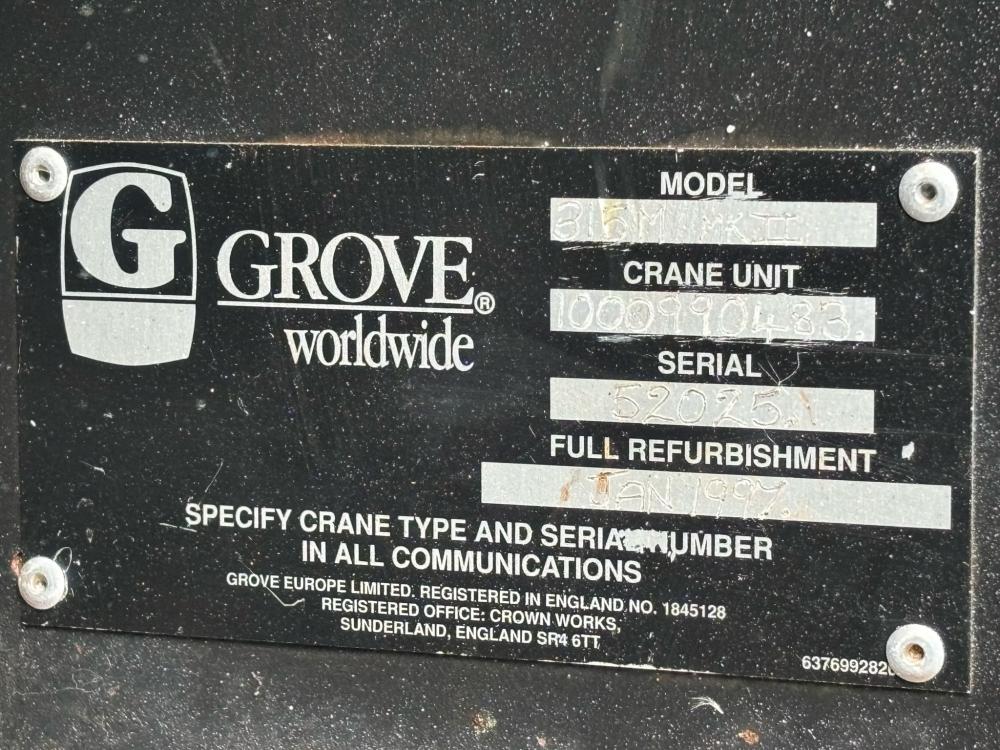 GROVES COLES 315M MKII 4X4 18METER CRANE C/W DOUBLE PUSH OUT BOOM *VIDEO*