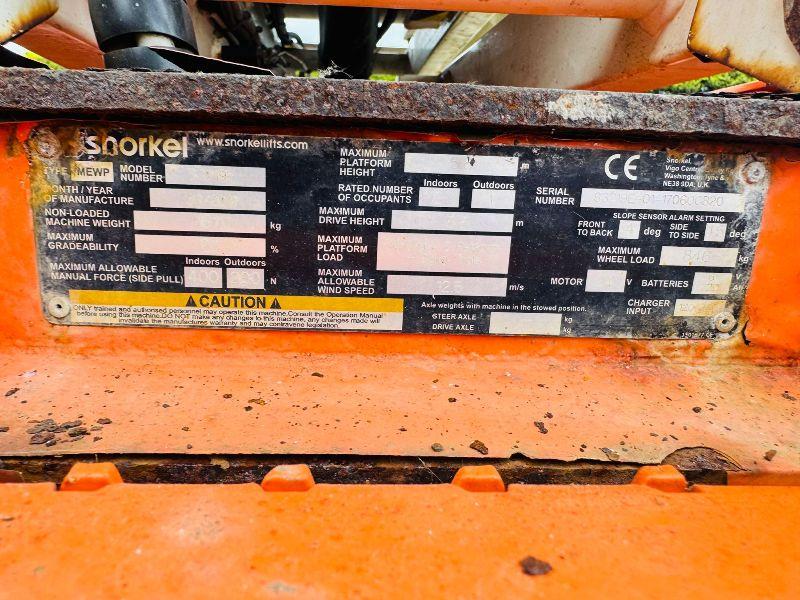 SNORKEL S3219E SCISSOR LIFT*YEAR 2017*READING 70 HOURS*VIDEO*