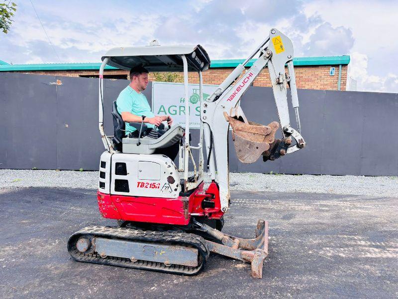 TAKEUCHI TB215R MINI EXCAVATOR*YEAR 2019*C/W 3 BUCKETS/RIPPER*VIDEO*