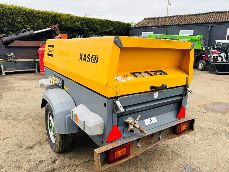 ATLAS COPCO XAS67 TOWABLE AIR COMPRESSOR*C/W DEUTZ ENGINE*VIDEO*