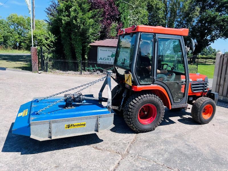 KUBOTA B2410 4WD COMPACT TRACTOR C/W FLEMMING TOPPER & FRONT WEIGHTS *VIDEO*