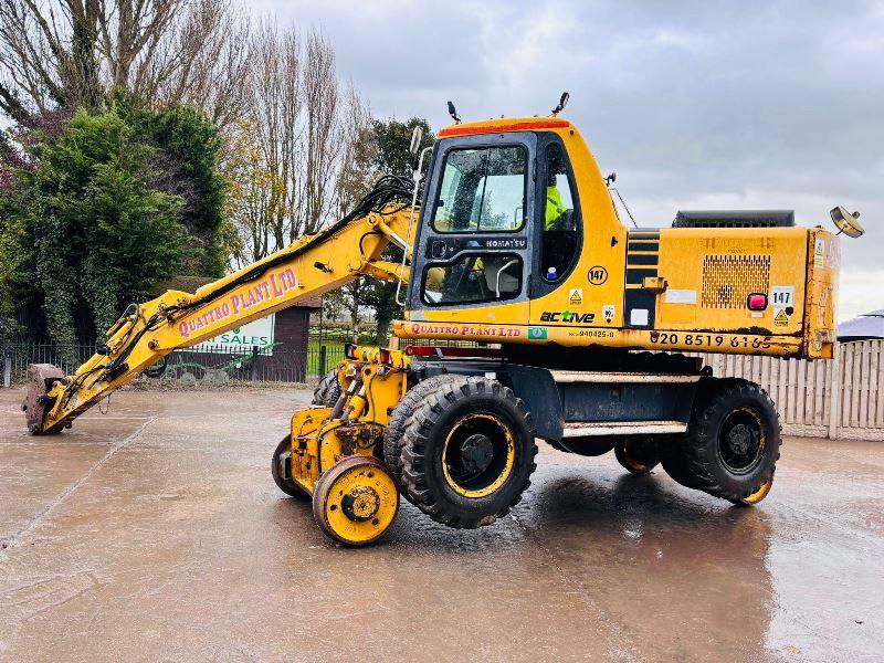 KOMATSU PW150ES-6K 4WD WHEELED EXCAVATOR C/W QUICK HITCH & RAILWAY GEAR *VIDEO*