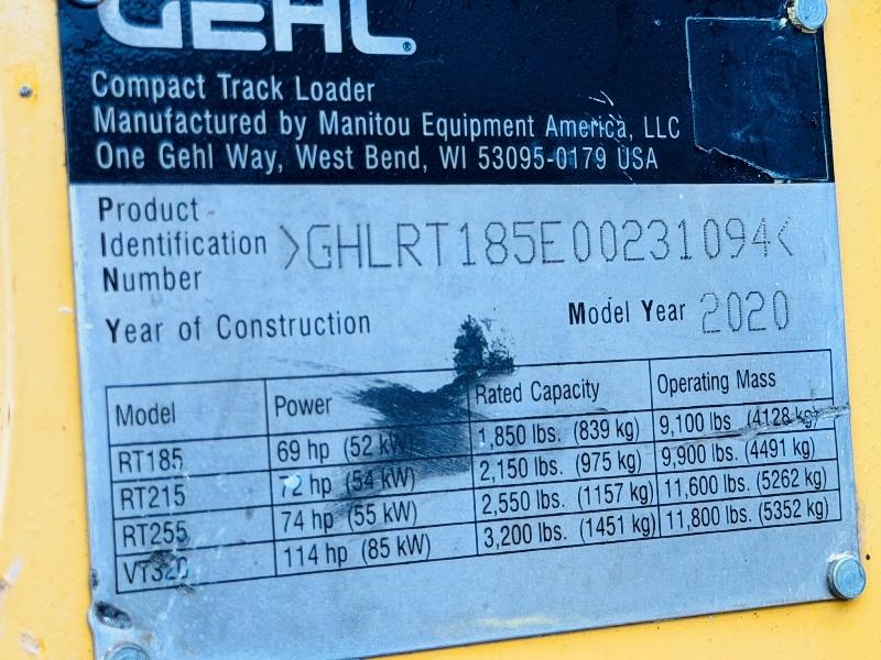GHEL RT185 TRACKED SKIDSTEER*YEAR 2020*C/W BUCKET*VIDEO*