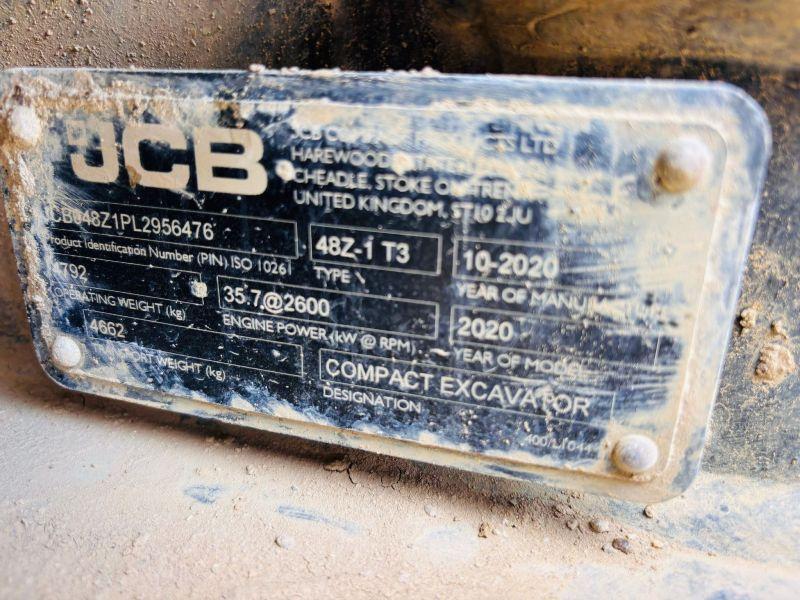 JCB 48Z-1 T3 TRACKED EXCAVATOR*YEAR 2020*C/W 3 BUCKETS*VIDEO*