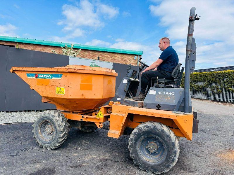 AUSA 400 AHG 4 TONNE SWIVLE TIP DUMPER *C/W ROLL BAR*VIDEO*