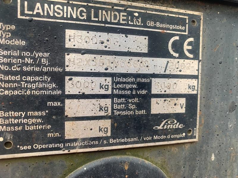 LINDE H30D-03 FORKLIFT*C/W PALLET TINES*VIDEO*