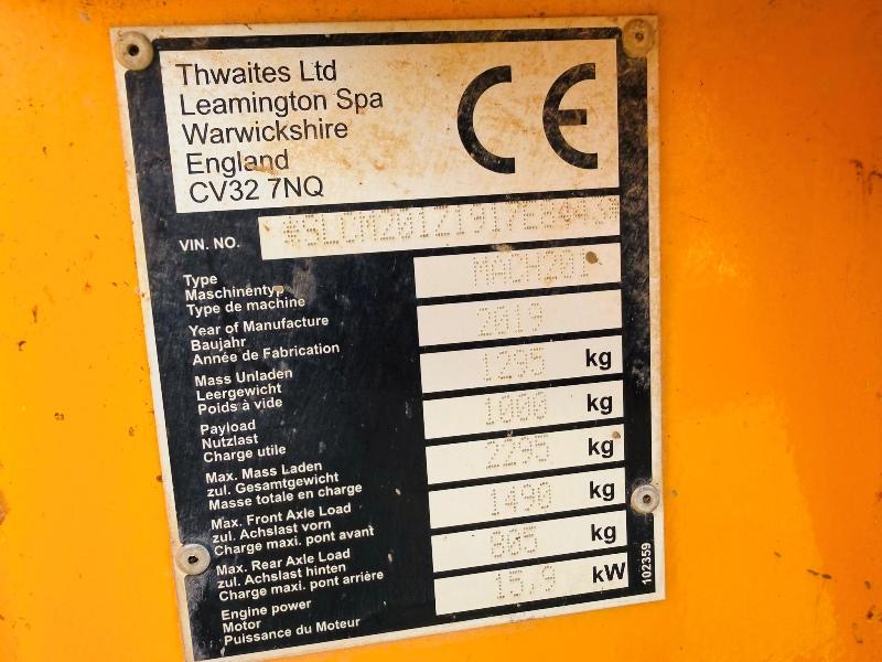 THWAITES 1 TONNE HIGH TIP DUMPER*YEAR 2019*ONLY 1504 HOURS*VIDEO*