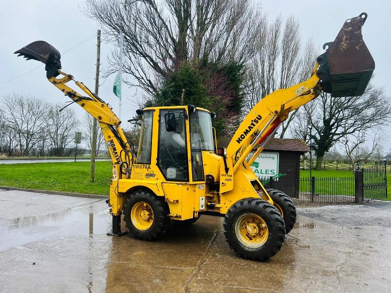 KOMATSU WB70A 4WD PIVOT STEER BACKHOE DIGGER C/W QUICK HITCH *VIDEO*