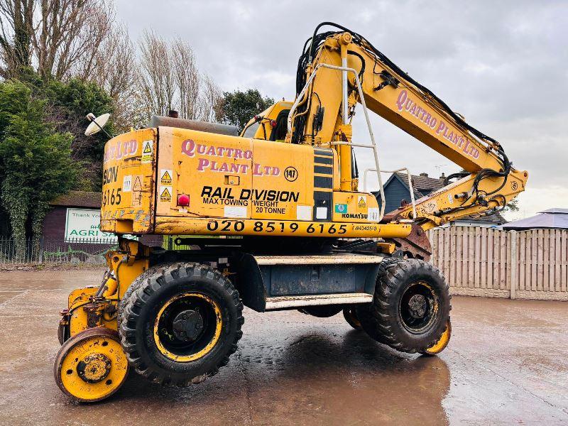 KOMATSU PW150ES-6K 4WD WHEELED EXCAVATOR C/W QUICK HITCH & RAILWAY GEAR *VIDEO*