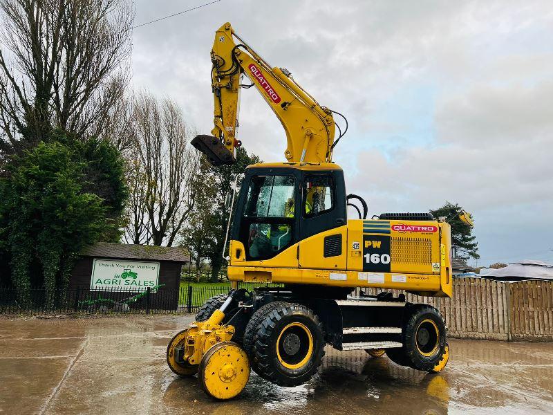KOMATSU PW160ES-7K 4WD WHEELED EXCAVATOR C/W QUICK HITCH & RAILWAY GEAR *VIDEO*