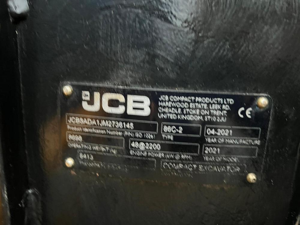 JCB 86C-2 EXCAVATOR *ZERO SWING, YEAR 2021, 2294 HOURS* C/W QUICK HITCH *VIDEO*
