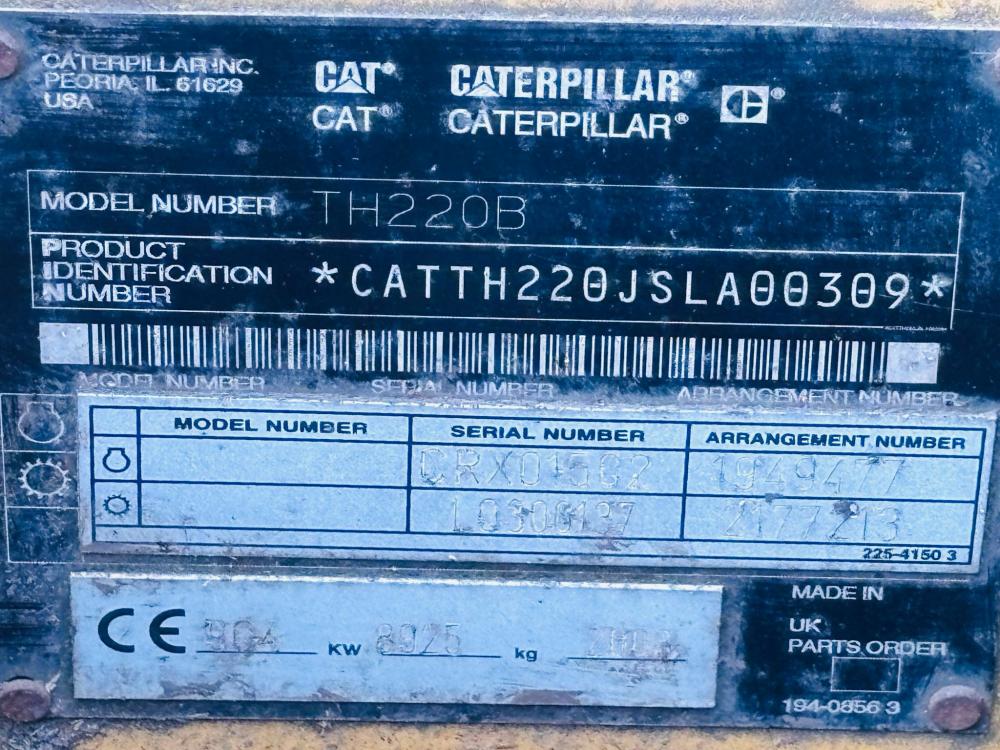 CAT TH220B TELEHANDLER *AG SPEC* C/W PALLET TINES*VIDEO*