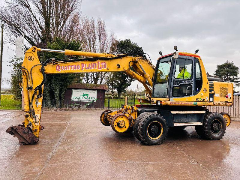 KOMATSU PW150ES-6K 4WD WHEELED EXCAVATOR C/W QUICK HITCH & RAILWAY GEAR *VIDEO*