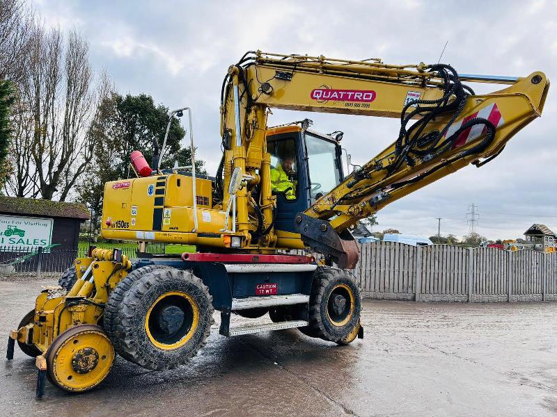 KOMATSU PW150ES-6K 4WD WHEELED EXCAVATOR C/W QUICK HITCH & RAILWAY GEAR *VIDEO*