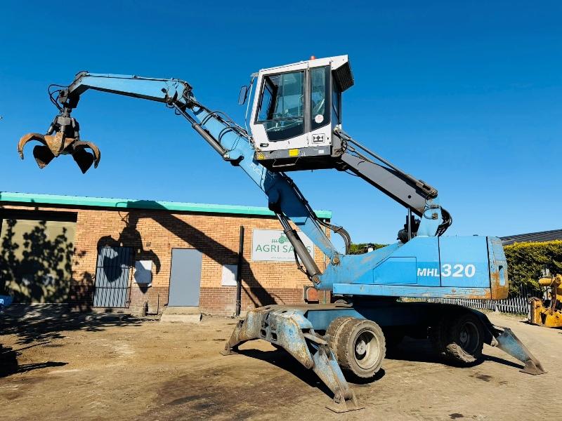 FUCHS MHL 320 HIGH RISE SCRAP HANDLER*C/W ROTATING SCRAP GRAB*VIDEO*