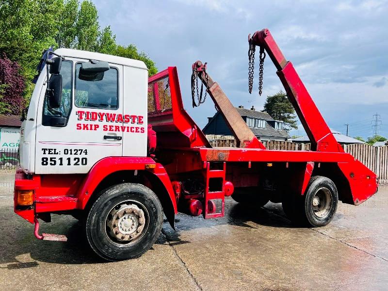 MAN 18.225 4X2 SKIP LORRY  C/W MANUAL GEAR BOX & TELESCOPIC ARMS *VIDEO*