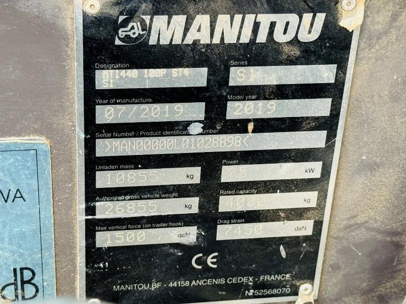 MANITOU MT1440 4WD SWAY & TILT TELEHANDLER*YEAR 2019*VIDEO*