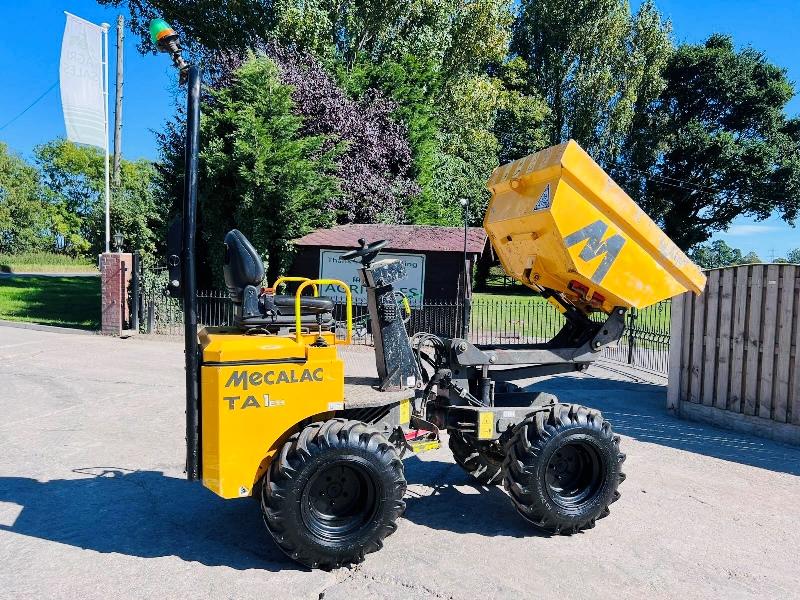 MECALAC TA1HT 1 TON HIGH TIP DUMPER *YEAR 2018, 1362 HOURS* C/W ROLE BAR *VIDEO*