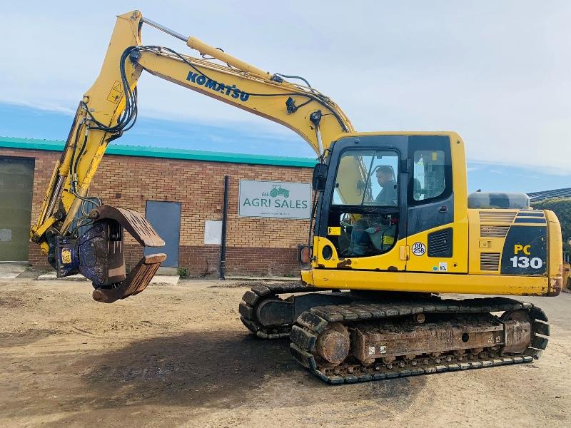 KOMATSU PC130-8 EXCAVATOR*C/W ROTATING SELECTOR GRAB*YEAR 2012*VIDEO*