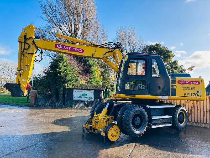 KOMATSU PW170ES-6K 4WD WHEELED EXCAVATOR C/W QUICK HITCH & RAILWAY GEAR *VIDEO*