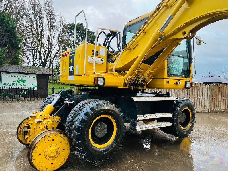 KOMATSU PW160ES-7K 4WD WHEELED EXCAVATOR C/W QUICK HITCH & RAILWAY GEAR *VIDEO*