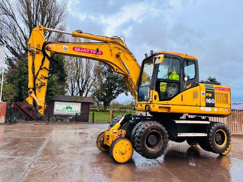 KOMATSU PW160ES-7K 4WD WHEELED EXCAVATOR C/W QUICK HITCH & RAILWAY GEAR *VIDEO*