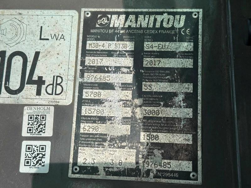 MANITOU M30-4 FORKLIFT*C/W PICK UP HITCH*YEAR 2017*7604 HOURS*VIDEO*