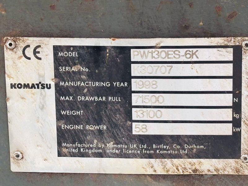 KOMATSU PW130ES 4WD WHEELED EXCAVATOR *C/W BUCKET *VIDEO*
