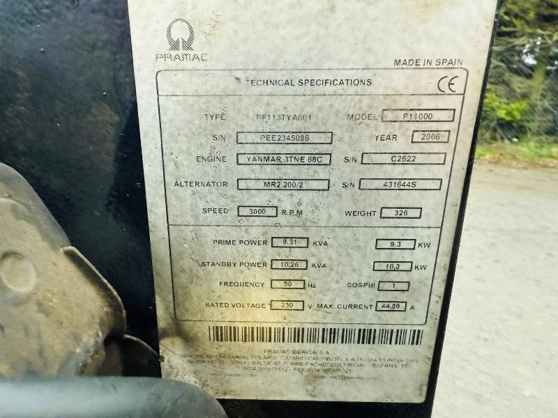 PRAMAC P11000 9KVA TOWABLE GENERATOR*SUPER SILENT*VIDEO*
