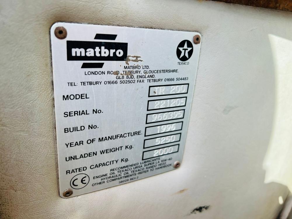 MATBRO TR200 4WD TELEHANDER C/W PIN & CONE HEAD STOCK 