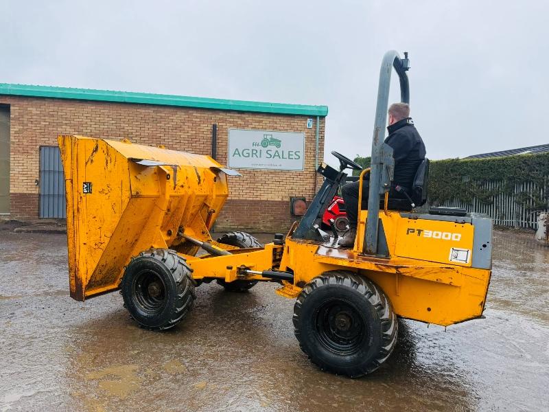 BENFORD PT3000 STRAIGHT TIP DUMPER*C/W KUBOTA ENGINE*VIDEO*