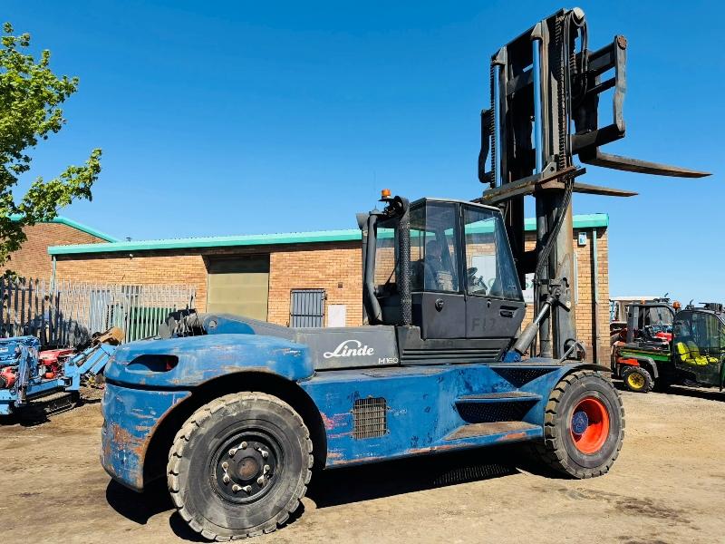 LINDE H160/02 FORKLIFT*C/W SIDE SHIFT*16 TONNE LIFT*VIDEO*