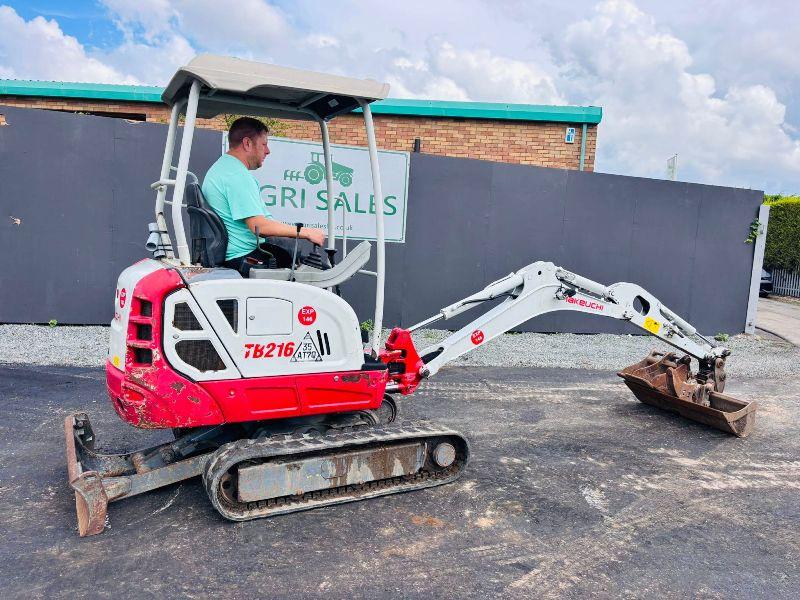 TAKEUCHI TB216 MINI EXCAVATOR*YEAR 2019*C/W 3 BUCKETS/RIPPER*VIDEO*