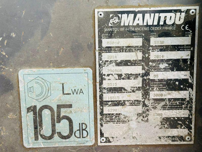 MANITOU M30-4 3 STAGE MASTED FORKLIFT*YEAR 2014*C/W PALLET TINES*VIDEO*
