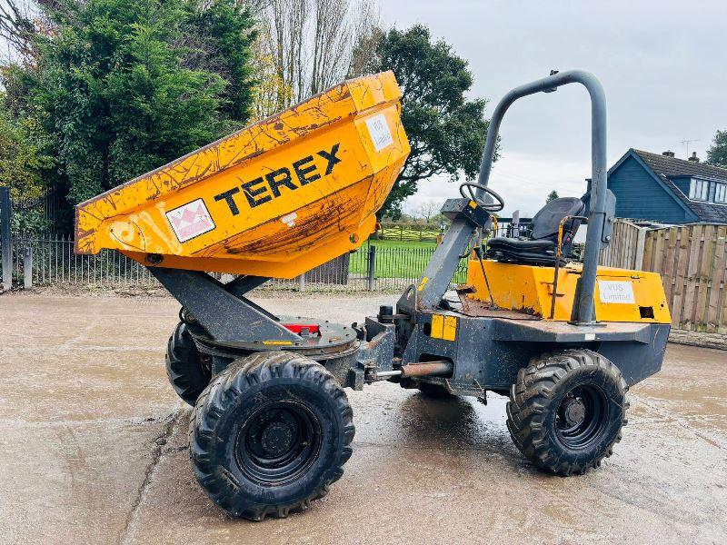 TEREX TA3 4WD SWIVEL TIP DUMPER *YEAR 2012, 1422 HOURS* C/W KUBOTA ENGINE *VIDEO*